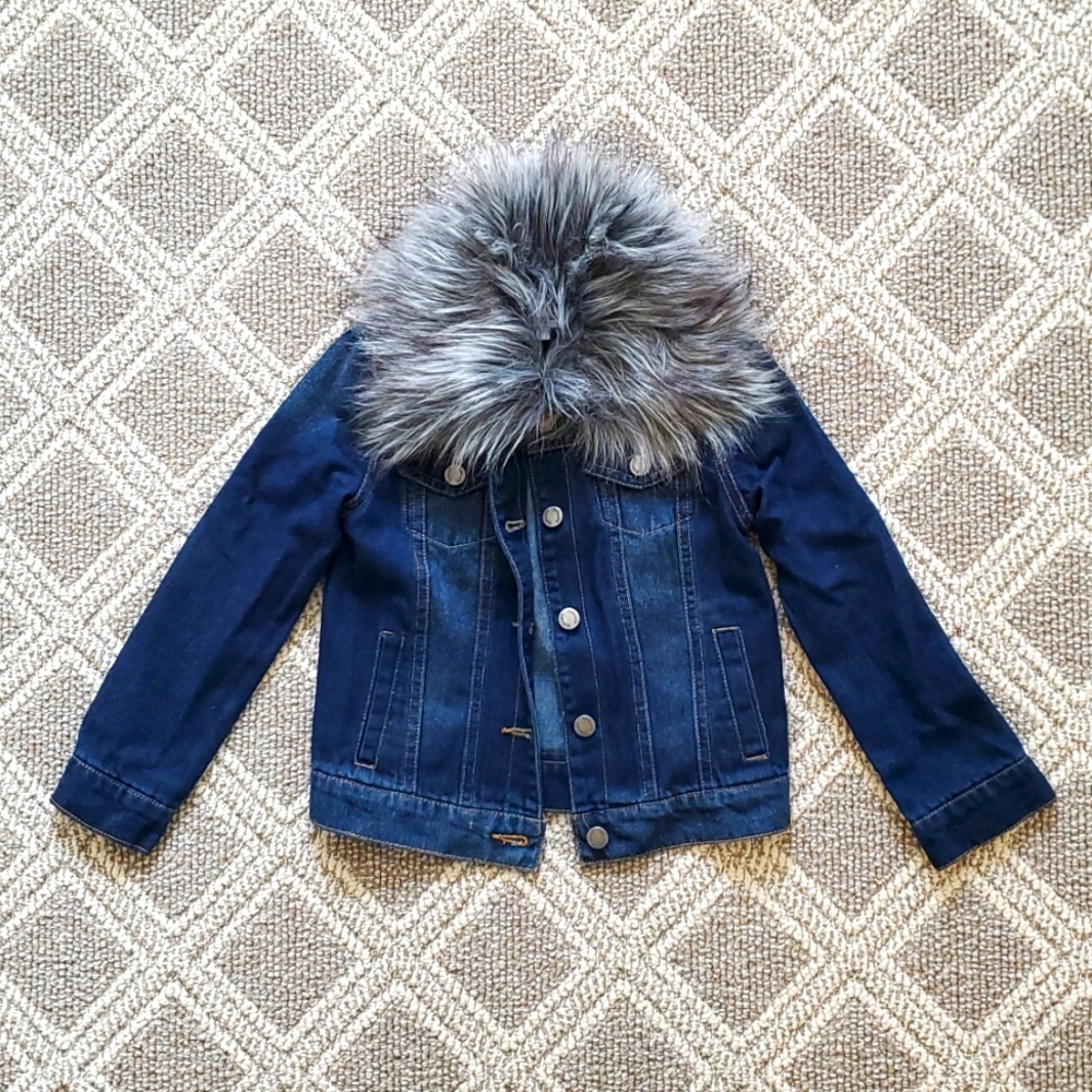 Splendid faux fur trim jean jacket, size 5-6